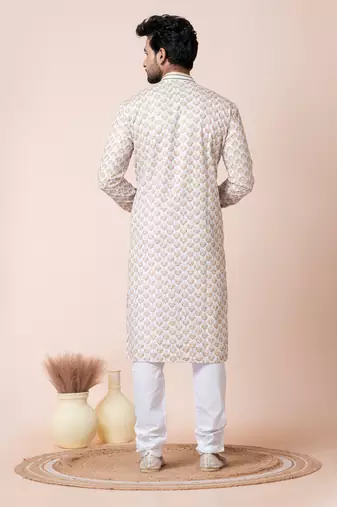 White men's kurta pajama set