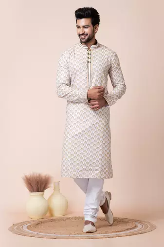 White men's kurta pajama set