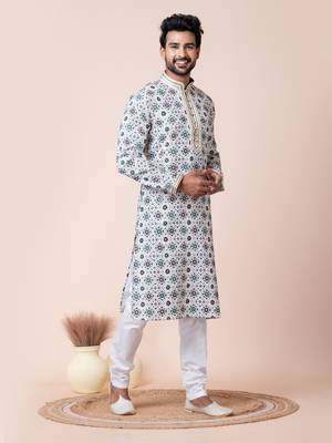 Multi cotton men's kurta pajama set 1
