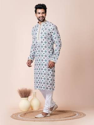 Multi cotton men's kurta pajama set 2