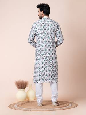 Multi cotton men's kurta pajama set 3