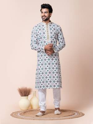 Multi cotton men's kurta pajama set 4
