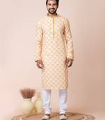 Yellow men's kurta pajama set