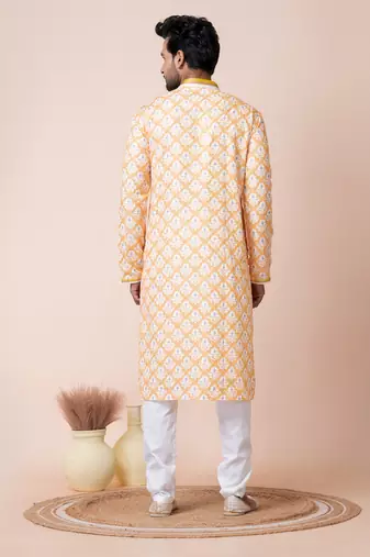 Yellow men's kurta pajama set