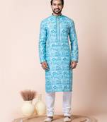 Blue men's kurta pajama set