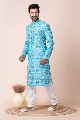 Blue men's kurta pajama set