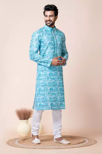 Blue men's kurta pajama set