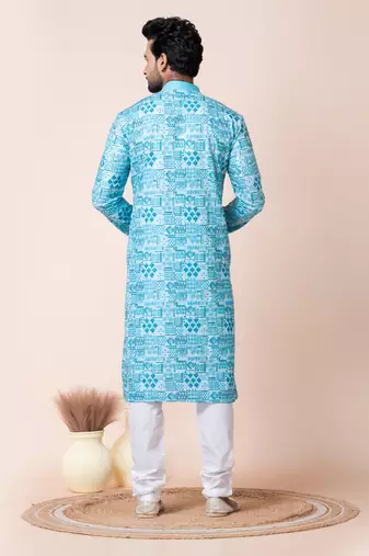 Blue men's kurta pajama set