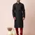 Black mix cotton men's kurta pajama set