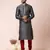 Grey mulberry buttuy men's kurta pajama set