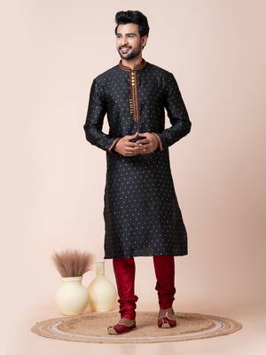 black and maroon men's kurta pajama set 1
