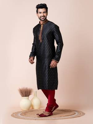 black and maroon men's kurta pajama set 2