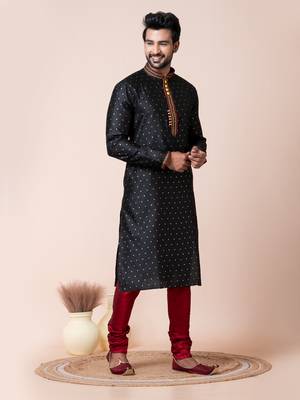 black and maroon men's kurta pajama set 3