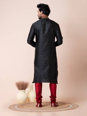 black and maroon men's kurta pajama set 4