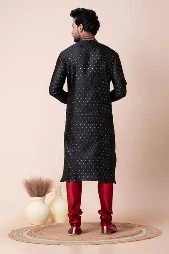 black and maroon men's kurta pajama set