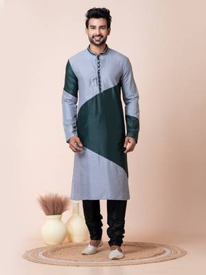 Rama,grey ps-viscose men's kurta pajama set 1