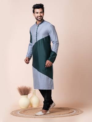 Rama,grey ps-viscose men's kurta pajama set 2