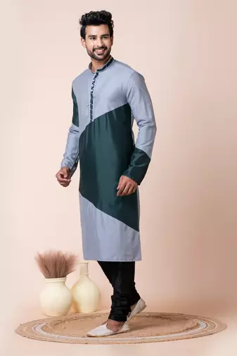 Rama,grey ps-viscose men's kurta pajama set