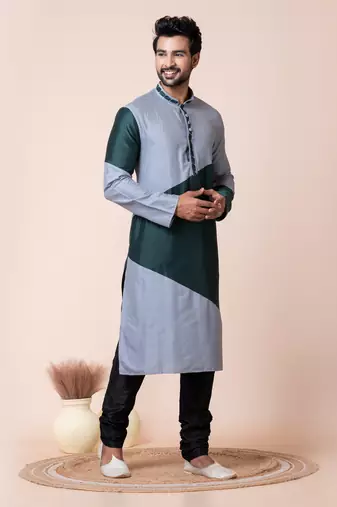 Rama,grey ps-viscose men's kurta pajama set
