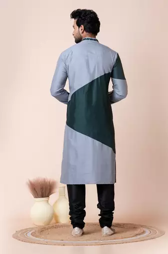 Rama,grey ps-viscose men's kurta pajama set