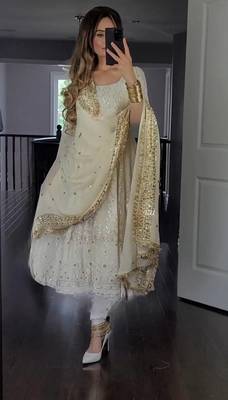 Heavy Sequence work full flared anarkali suit sets 3