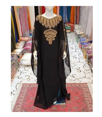 Black Kids Kaftan Georgette Embroidered Stone work Stitched Dress Party Wear Wedding Dresses 1