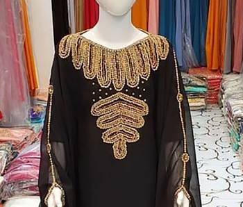 Black Kids Kaftan Georgette Embroidered Stone work Stitched Dress Party Wear Wedding Dresses 2