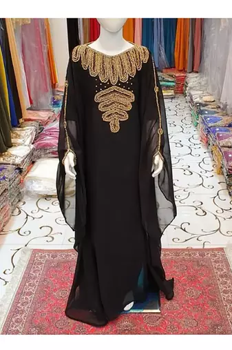 Black Kids Kaftan Georgette Embroidered Stone work Stitched Dress Party Wear Wedding Dresses