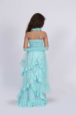 Twisha girls halter neck  frilled top with ghaghra-sea green 5