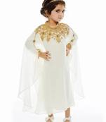 White Georgette Zari Work Kids' Kaftan