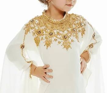 White Georgette Zari Work Kids' Kaftan 2