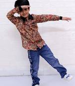 Twisha boys full sleeves elephant printed shirt - maroon