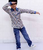 Twisha boys full sleeves printed shirt - blue