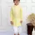 Twisha boys full sleeves woven stripes  kurta with dhoti pants set - yellow & white