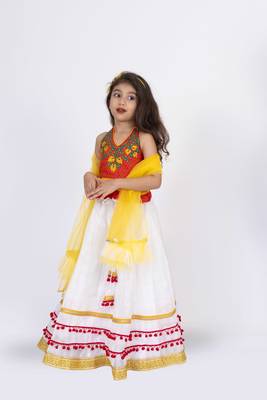 Twisha halterneck  embroidered top with ghagra set - rust & white 1
