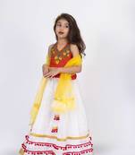 Twisha halterneck  embroidered top with ghagra set - rust & white