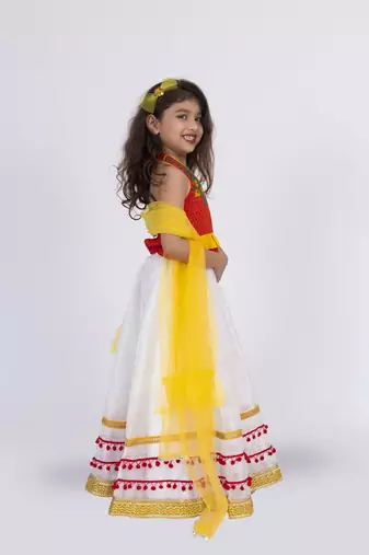 Twisha halterneck  embroidered top with ghagra set - rust & white