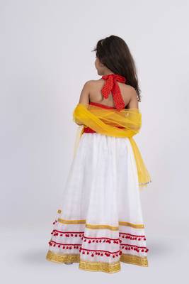 Twisha halterneck  embroidered top with ghagra set - rust & white 4