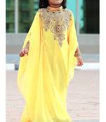 Yellow Georgette Zari Work Kids' Kaftan