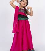 Twisha strappy frilled top with ghagra set - black & pink