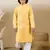 Dapper & dazzling boys solid light yellow chikankari party wear cotton kurta set by sanwara