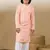 Dapper & dazzling boys solid pink chikankari party wear cotton kurta set by sanwara