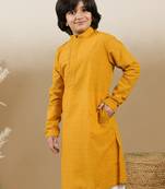 Unleash your style with boys mustard chikankari cotton kurta by sanwara