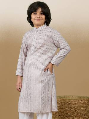 Chic & classic boys printed beige cotton kurta by sanwara 2