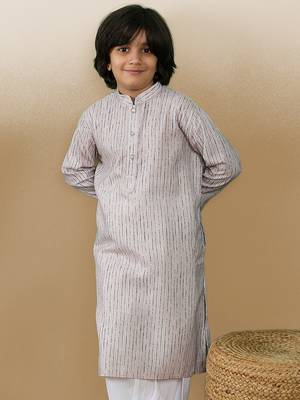 Chic & classic boys printed beige cotton kurta by sanwara 3