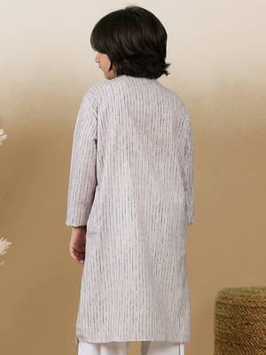 Chic & classic boys printed beige cotton kurta by sanwara 4