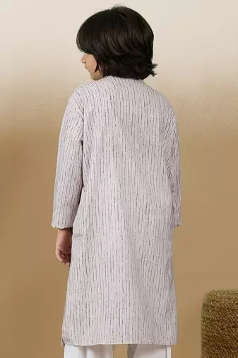 Chic & classic boys printed beige cotton kurta by sanwara