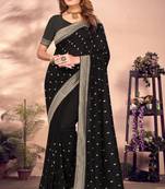 Embellished Art Silk Zari Embroidered Saree In Black With Matching Blouse Piece