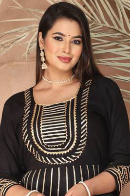 Black gotta patti rayon stiched party anarkali kurta set 4