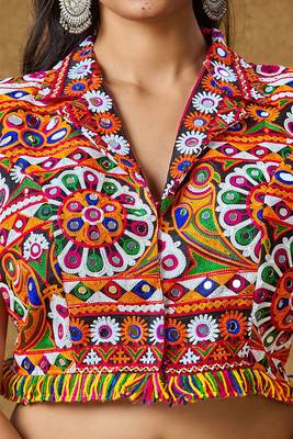 Maroon Cotton Navratri Garba Gamathi Patch Work Readymade Padded Blouse 4